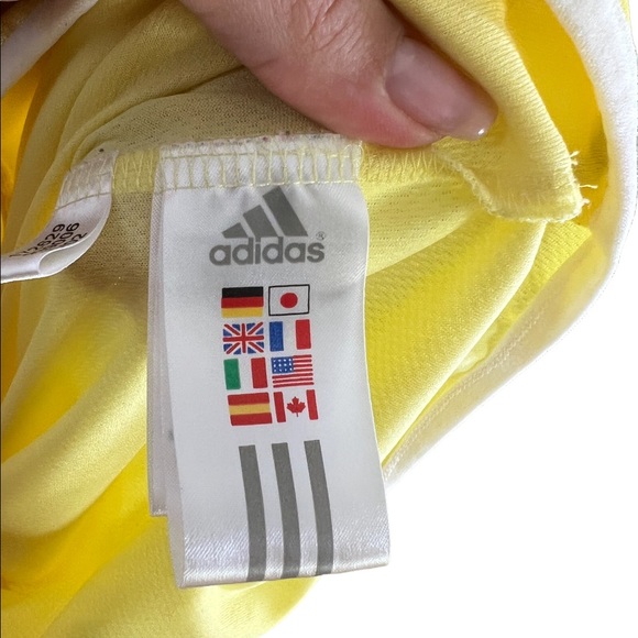 Vintage Adidas 2002 Y2K Zip Up Hoodie 3 Stripe Mesh Light wight Light Yellow - Picture 6 of 9